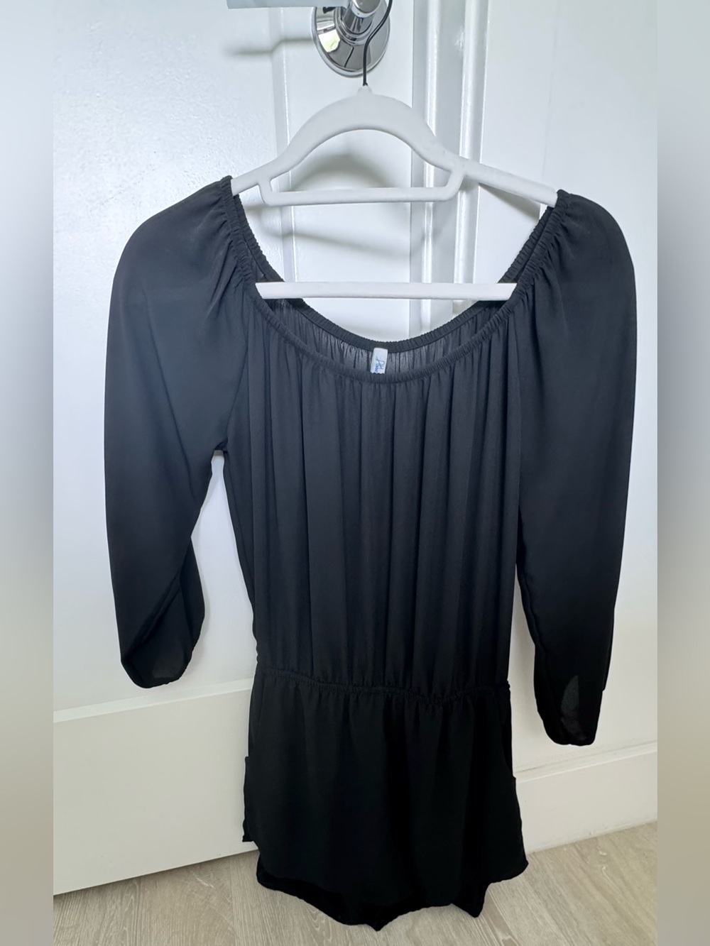 Abbeline Off the Shoulder Black 3/4 Sleeve Romper- Like New